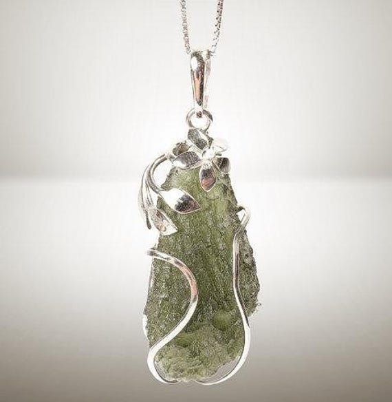 Authentic Czech Moldavite Stone Pendant,  925 solid silver Pendant, Certified Real Moldavite Stone Pendant,Handcrafted Pendant for Christmas