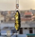 Natural Moldavite pendant, Authentic Moldavite stone pendant, 925 silver handcrafted pendant, 35 mm long Moldavite stone, Healing Moldavite