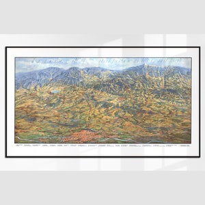 RARE große alte Landkarte von Wroclaw (Breslau) und Umgebung, Panoramaaussicht zum Riesengebirge, Wunderschöne Landschaft aus der Vogelperspektive, 1935