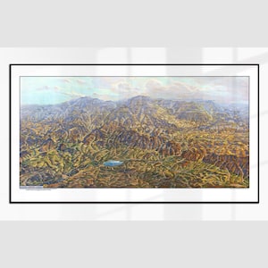 RARE Große alte Landkarte von Kotlina K”odzka (Grafschaft Glatz) und Umgebung, Panoramaaussicht, Schöne Landschaft aus der Vogelperspektive, 1936