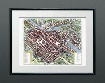 RARE Old map of Wroclaw (Breslau), Vintage Wroclaw city plan, very good gift for a collectors of old maps, 1682