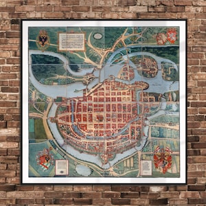 Alte Karte von Wroclaw (Breslau) in Polen, Vintage Wroclaw Stadtplan, sehr gutes Geschenk für einen Sammler von alten Karten, Weiner 1562 Nachdruck von 1826