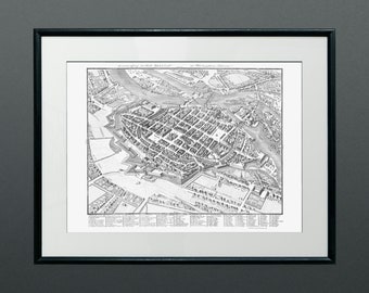 Old map of Wroclaw (Breslau) in Poland, Vintage Wroclaw city plan, very good gift for a collectors of old maps, 1750