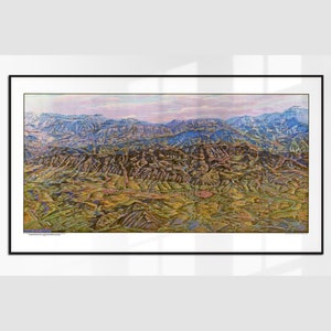 RARE große alte Landkarte von Niederschlesien, Panoramaaussicht bis Riesengebirge und Isergebirge, Schöne Landschaft aus der Vogelperspektive, 1937