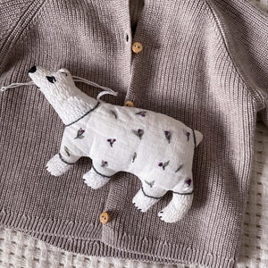 Pdf pattern video tutorial Mama Bear Cute linen animal toy with floral hand embroidery, for kids, home decor. Digital download image 4