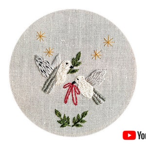 Pdf pattern + video tutorial "Nutcracker. Birds" 10 cm (4 inch) hand embroidery Christmas design. Digital download, for beginners