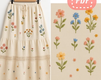 PDF pattern bundle "Tuscany" - over 30 printable templates with guides. Easy flower hand embroidery for beginners