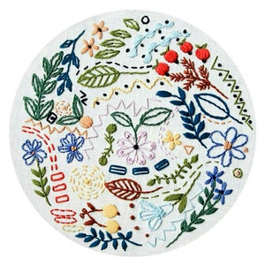 Pdf pattern &quot;Fruits Garden Doodling&quot; 20 cm (8 inch) hand embroidery simple floral design, for beginners. Digital download