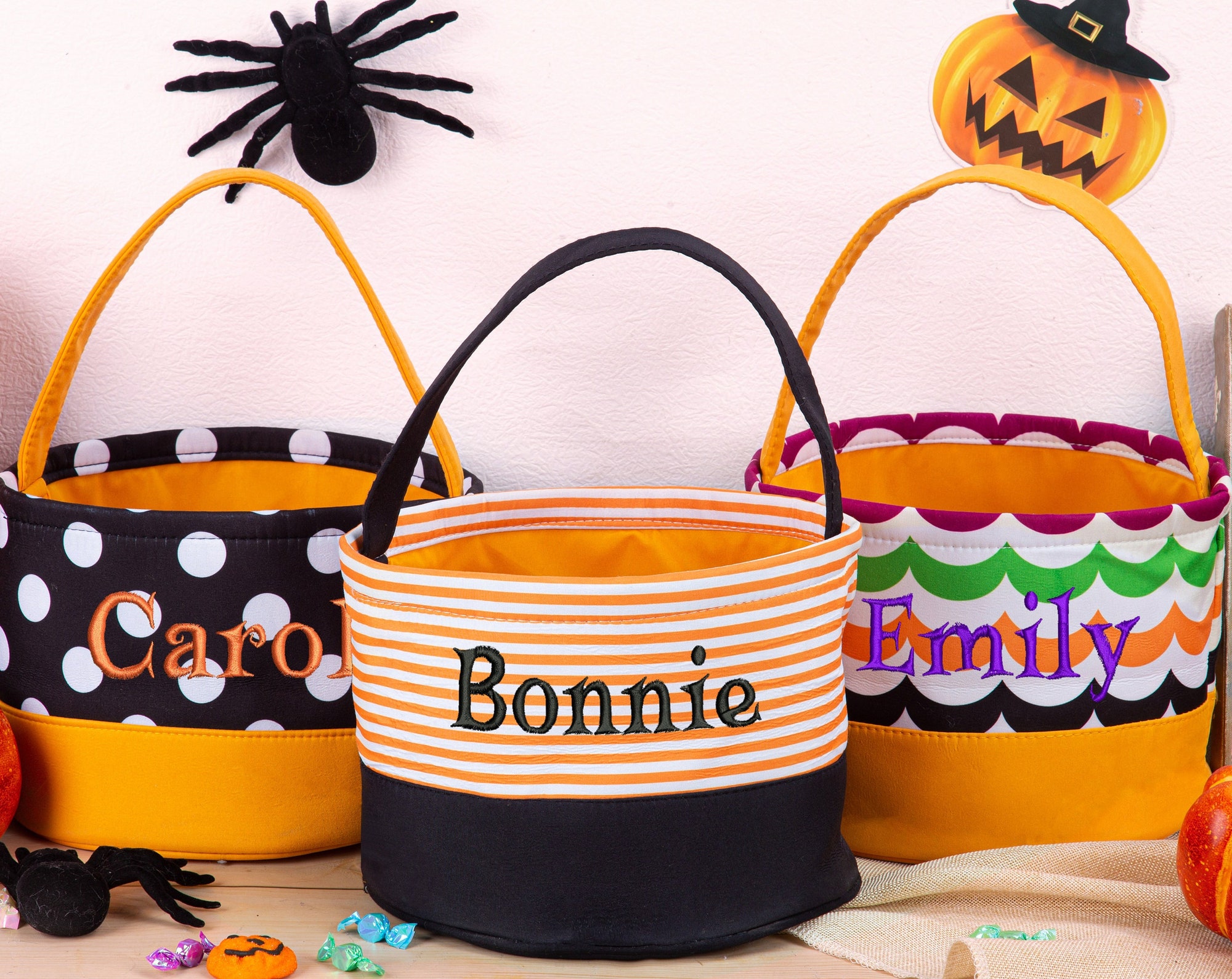Discover Personalized Halloween Bags Trick or Treat Basket Kids Halloween Bucket Candy Baskets Halloween Tote Bucket with Name Halloween Gifts