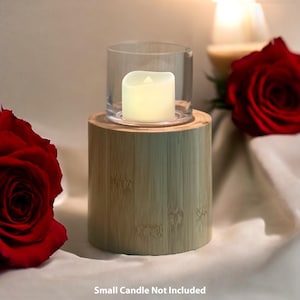 Urne funéraire en bois de bambou : petite urne souvenir avec dessus en verre