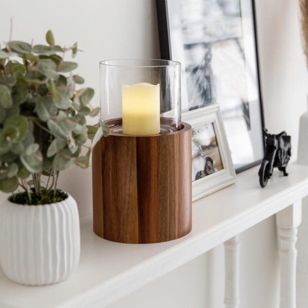 Urna de cremación de madera de acacia con vela LED - Gran recuerdo decorativo