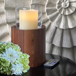 Acacia Wood Cremation Urn with LED Candle: Medium Keepsake Urn