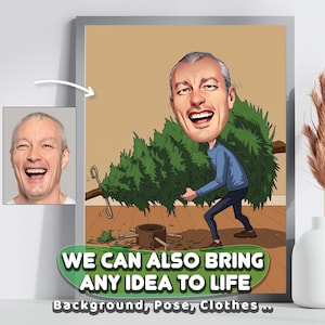 Christmas Caricature | Turn Your Photo to Cartoon, Custom Caricature for a Funny Holiday Cartoon, Perfect Family Cartoon, Xmas Gift