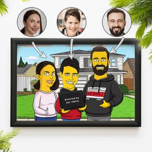 Ritratto personalizzato in stile cartoon - Caricatura digitale di coppie, famiglie o animali domestici - Regalo personalizzato per compleanni, matrimoni o anniversari
