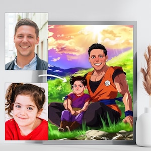 Custom Portrait D-B-Z  Custom Anime Portrait, Couple Anime Portrait, Family Anime Portrait, custom drawing, anime gift. Anime art commission