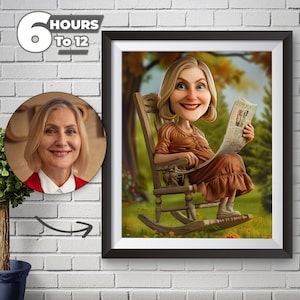 Ruhestand 3D-Karikaturporträt - von Ihrem Foto, 3D-Karikatur-Stil, weiblicher Ruhestand, spezielles Geschenk für Frauen, digitaler Download.