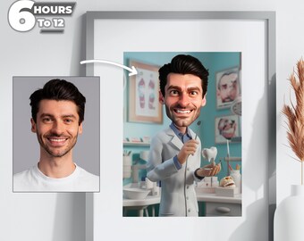 Custom Dentist 3D Caricature Portrait - From Your Photos, a Unique Gift for Dentists, Caricature Style, Dentist Portrait, Digital Download