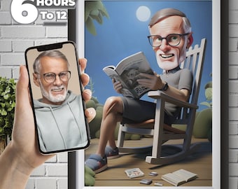 Benutzerdefiniertes Ruhestands-3D-Karikaturporträt - Von Ihrem Foto, 3D-Karikaturstil, männlicher Ruhestand, spezielles Geschenk für Männer, digitaler Download.