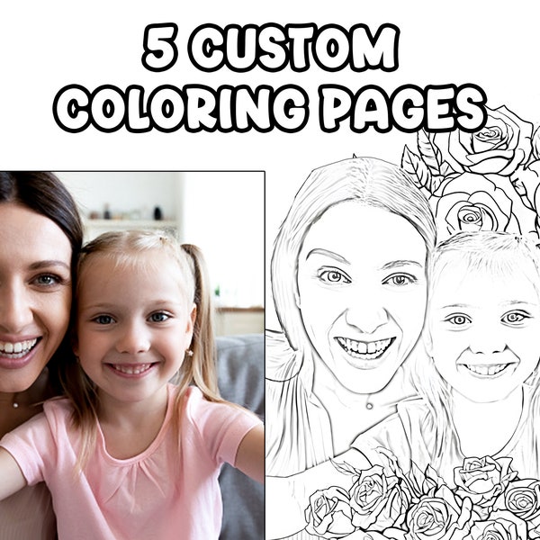 5 Custom Coloring Pages Bundle Request, Based on Provided Images. High Quality, Digital Download