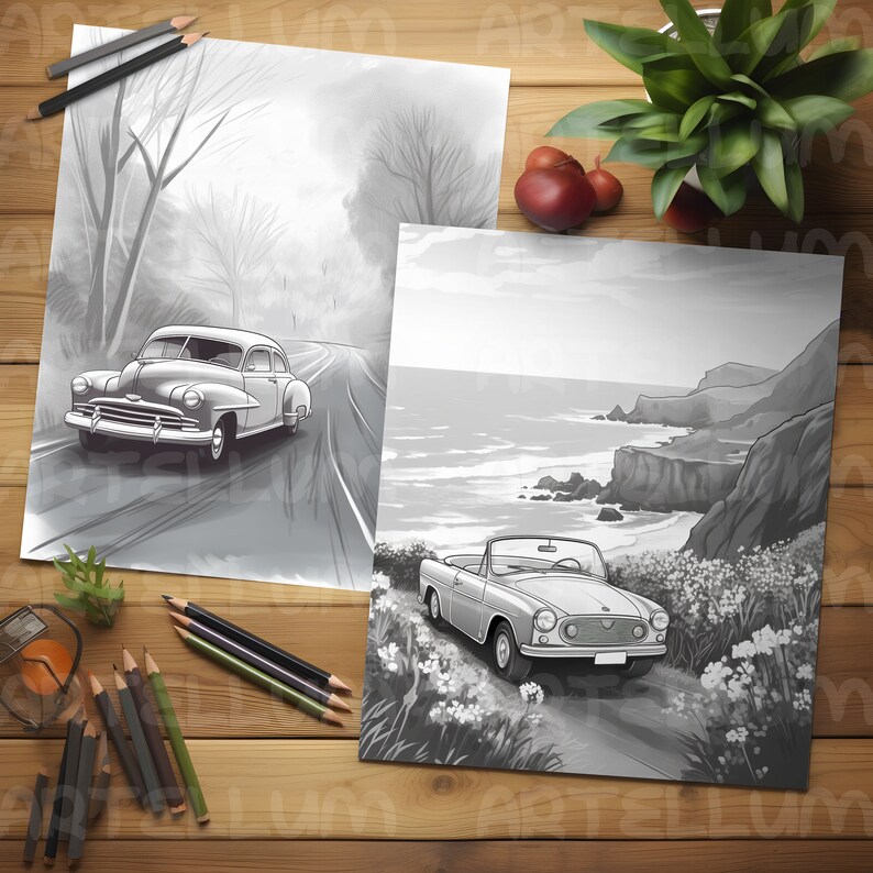 Vintage Cars Coloring Pages: 45 Intricate Classic Vehicles - Etsy