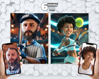 Custom Cartoon Portrait - From Your Photo, Unique and Special Gift For Any Occasion, Personalized 3D Animation Style, Digital Download.