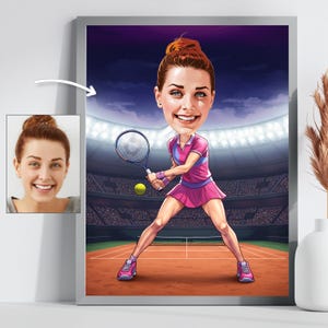 Custom Tennis Caricature - Personalized Tennis Gift for Athletes - Sports Lovers - Unique Cartoon Artwork for Tennis Fans & Players