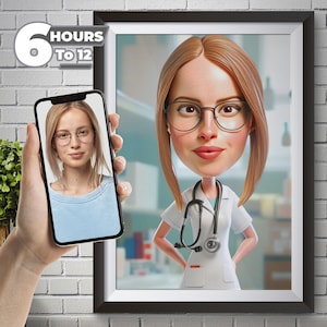 Personalisierte 3D-Krankenschwester-Karikatur: Benutzerdefiniertes digitales Kunstporträt vom Foto - einzigartiges Geschenk für das gesundheitliche Wertschätzung