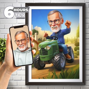 Ritratto di caricatura 3D di contadino personalizzato - dalla tua foto, stile cartone animato 3D, contadino maschio, regalo unico e speciale per uomini, download digitale