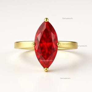 Ruby marquise shape may birthstone ring  14k solitaire gold ring