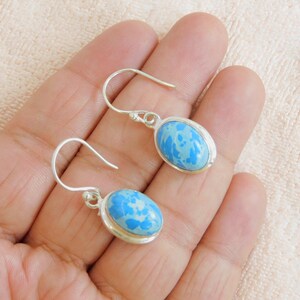 Natural Turquoise Gemstone Earring Round Shape Unique Earring 925 Sterling Silver Earring For Women And Girls
