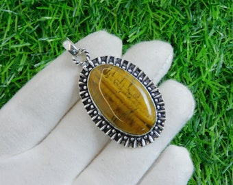 Natural oval shape jasper gemstone pendant for daily use / 925 silver jasper pendant for women and girls / gift jasper pendant