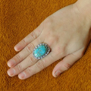 Natural Turquoise Ring, Statement Ring, Oval Turquoise Ring, 925 Sterling Silver Ring, Sky Blue Ring, Boho Turquoise Ring, Gift For Her