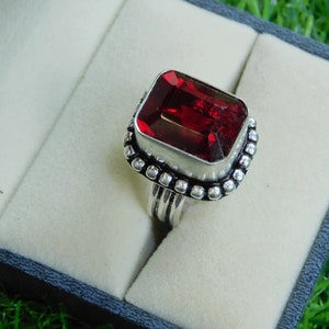 Mooie rode kwarts edelsteen ring verstelbare ring voor dames en meisjes 925 sterling zilveren ring