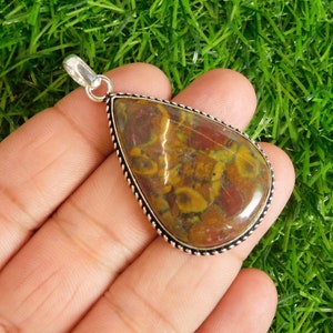 Jaspis Edelstein Anhänger Sterling Silber Anhänger Birnenform Anhänger Boho Anhänger Für Sie Verlobungsgeschenk Für Frau Hochzeit Schmuck