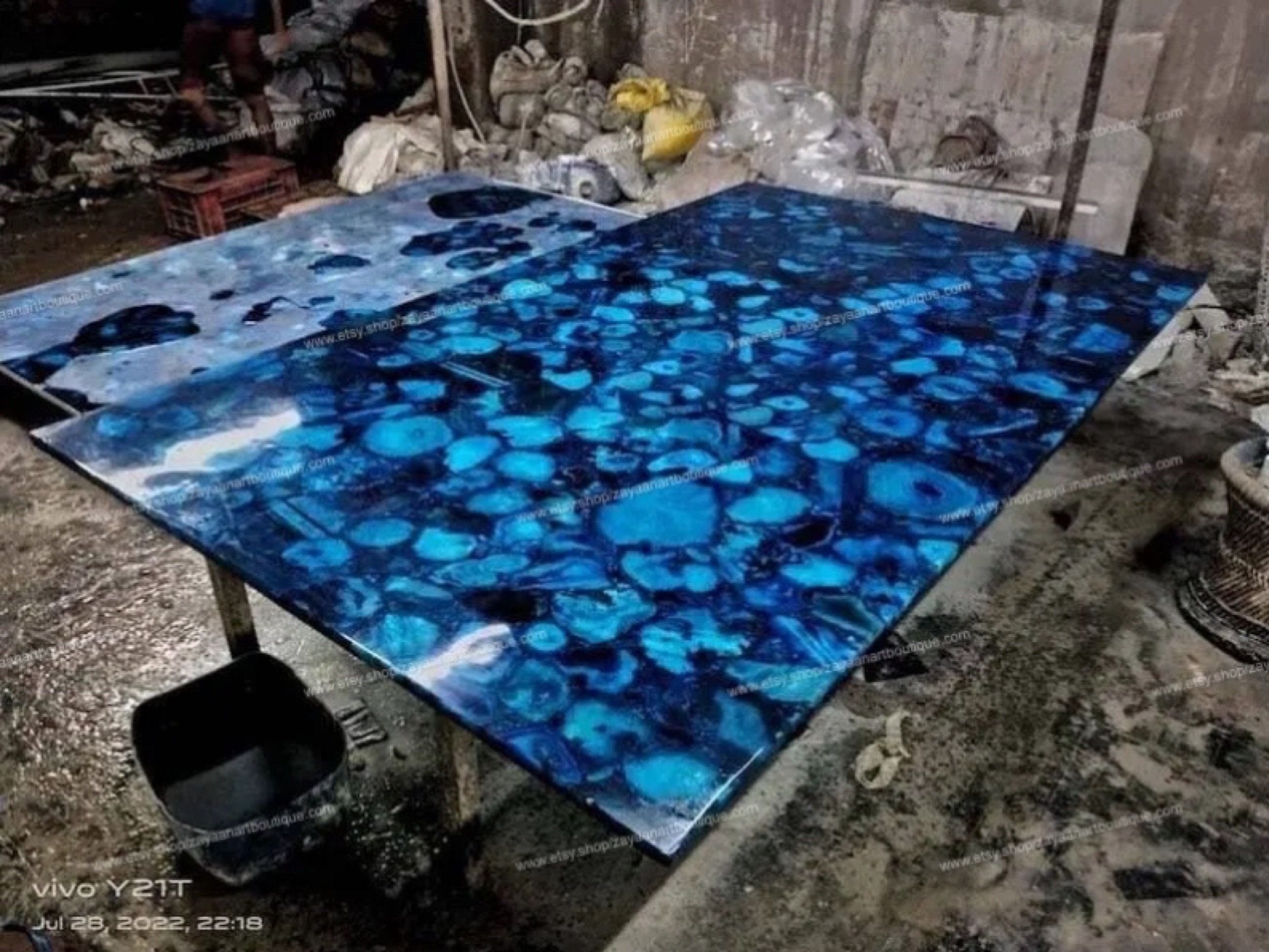 Blue Agate Countertop Blue Agate Dining Table Blue Agate Etsy