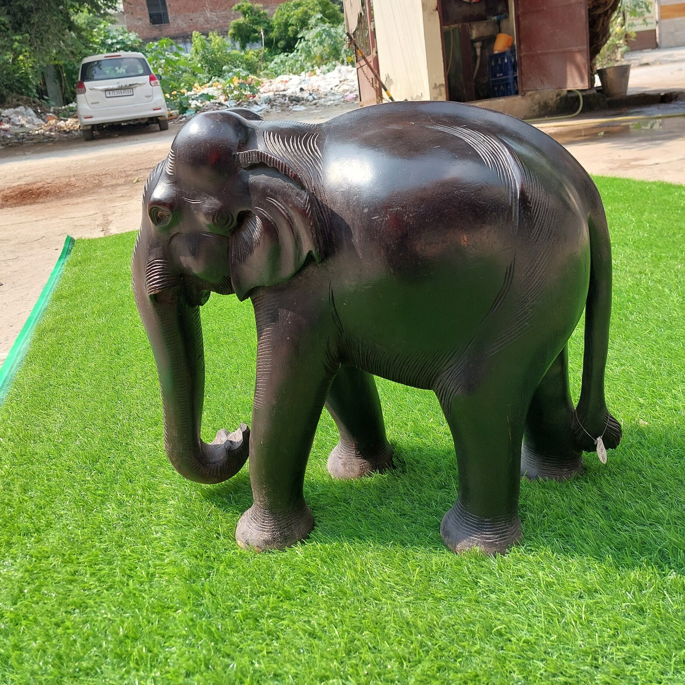 Big Elephant Statue Indian Asian Elephant Sculpture Tusker Mahogany