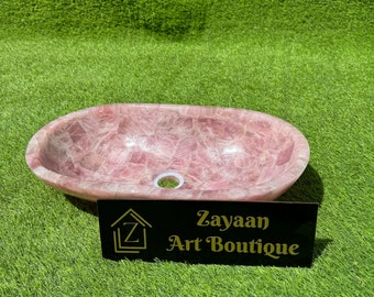 Natural Rose Quartz Sink /Basin| Semi-Precious Stone Sink