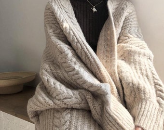 Long Knitted Cardigan Women Sweater Autumn Oversized Jacket Cozy Cardigan Women Newly Chic Womens Knitted Cardigan Sweaters Female Loose