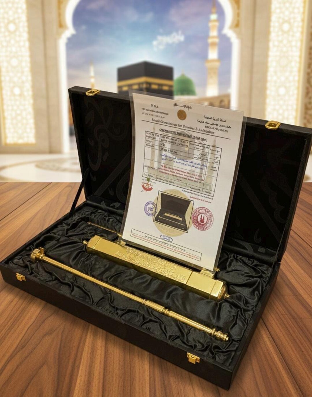 Golden Kaaba Door Key Makkah Islamic Art, Quran Inscription, Hajj