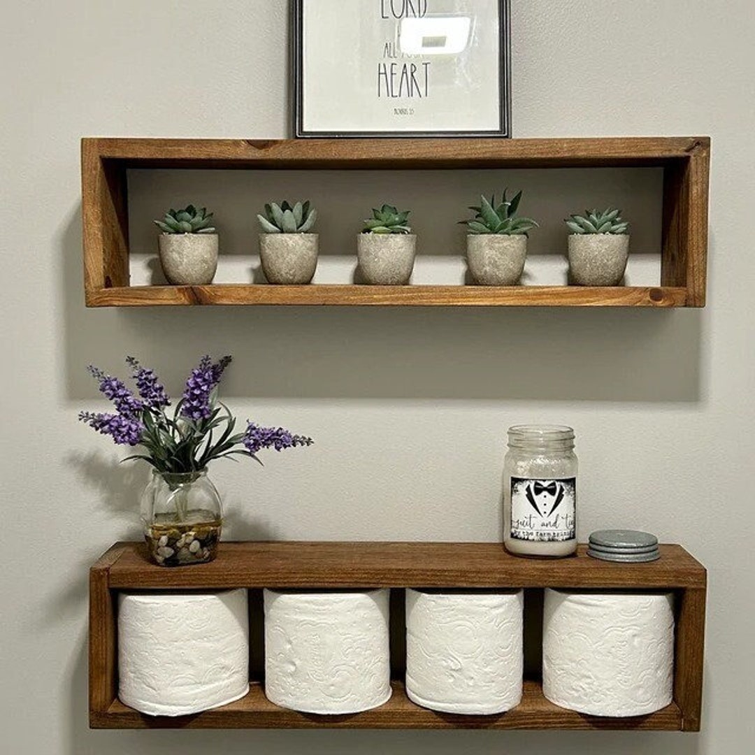 Floating Wood Box Shelffloating Rectangle Shelfbathroom Etsy