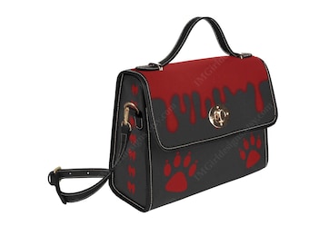 Red Drip Canvas Purse: Vamp Goth Crossbody Handbag