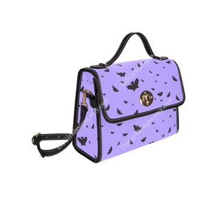 Bat Print Canvas Handbag: Pastel Goth Crossbody Purse