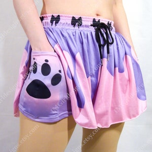 Pastel Goth Skort: Pink Purple Drip, Paw Print Pockets