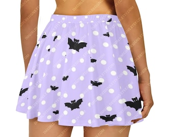 Bat Polka Dot Skater Skirt, Pastel Goth Harajuku Style
