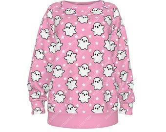 Ghost Star Polka Dot Sweatshirt: Pink Pastel Goth Pullover