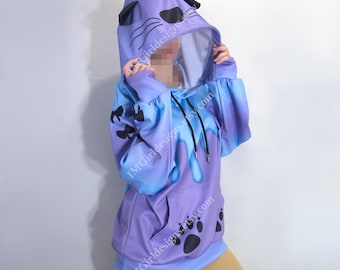 Cat Ear Hoodie: Kawaii Drip Design Pullover