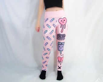 Yami Kawaii Leggings, Pastel Menhera Footless Tights, Harajuku Pants