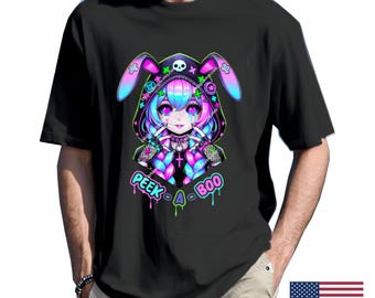 Cyberpunk Bunny Girl T-Shirt: Harajuku Kawaii Cotton Top - USA Made