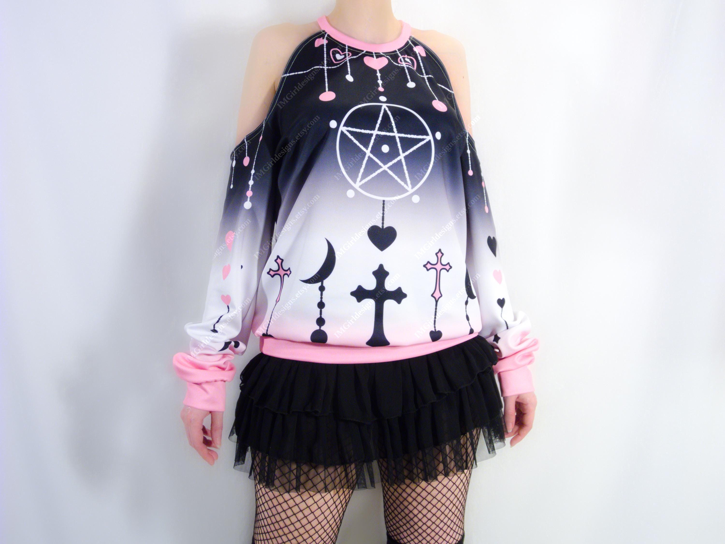 Pastel Goth Cold Shoulder Sweater, Alternative Sweatshirt - Etsy