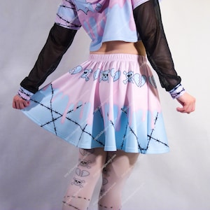 Bubblegum Emo Skater Skirt: Pastel Goth Drip Theme